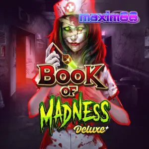 Tampilan visual slot Book of Madness Deluxe dengan tema rumah sakit jiwa yang mencekam